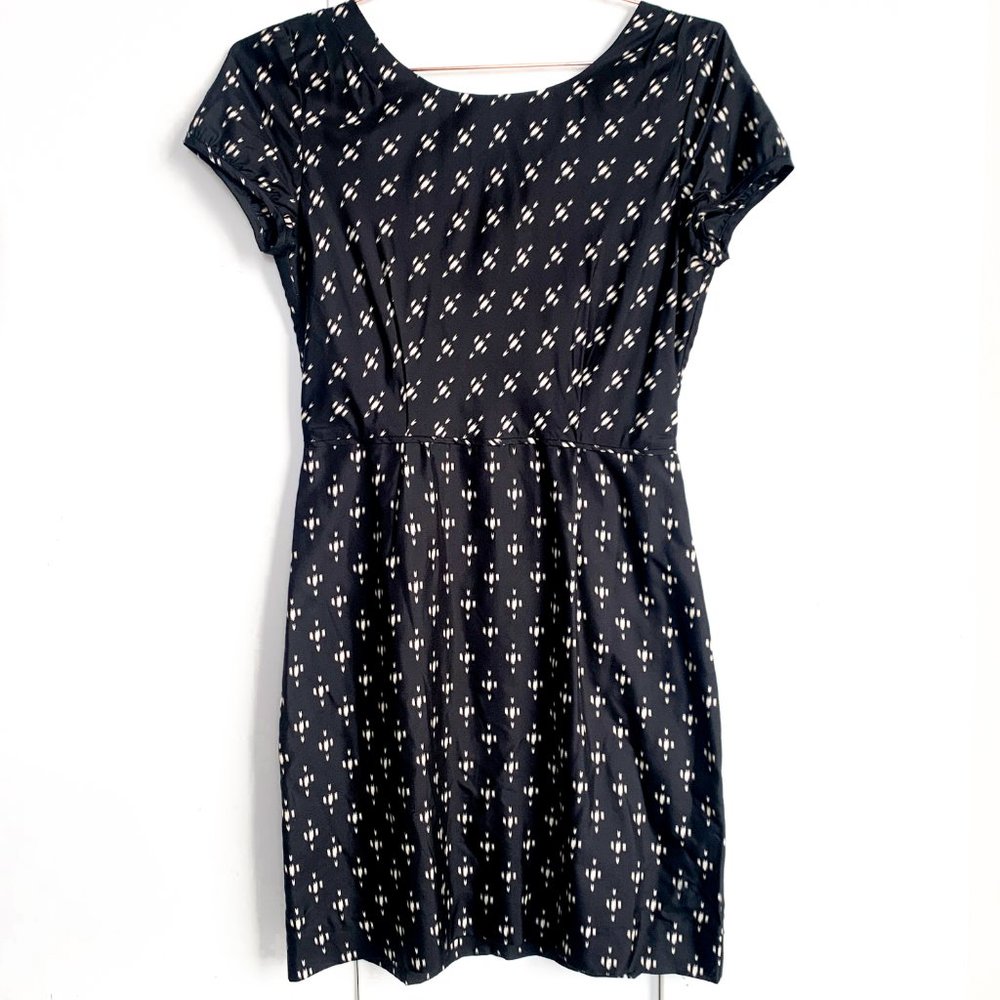 J.CREW 100% silk black cocktail dress short sleeve